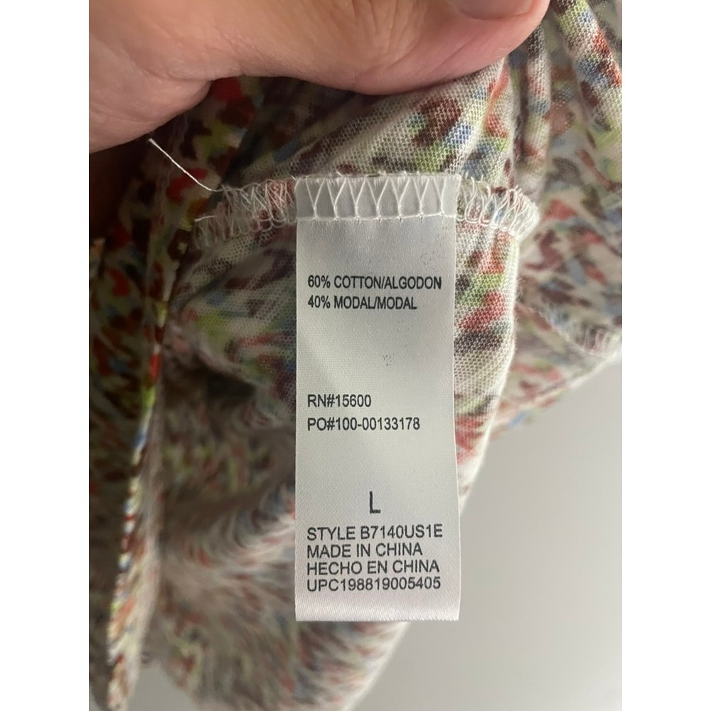 Democracy Women Ruffle Flutter Sleeve V-Neck Abstract Print Top B7140US1E L - Picture 7 of 9